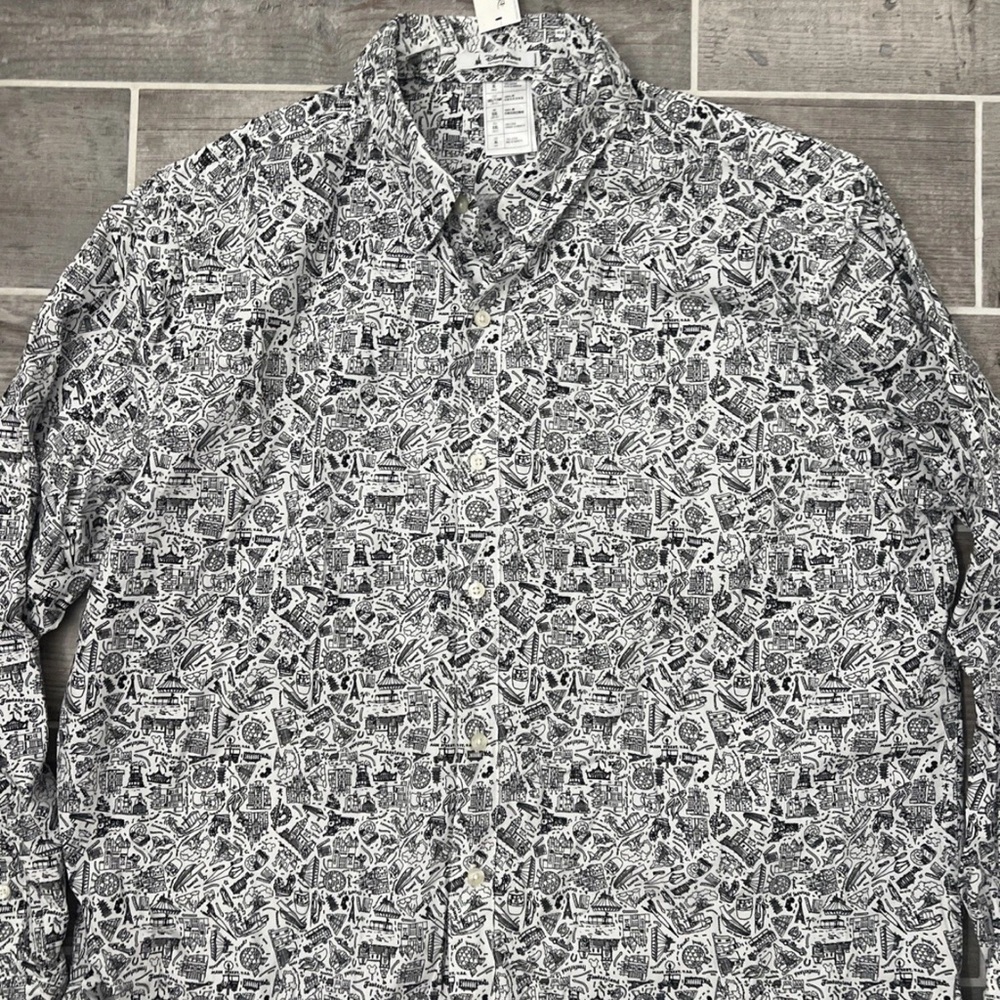 Men's Black and White Patterned Disney Shirt - Picture 2 of 6